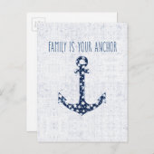 Nautisches Zitat | Familie ist Ihr Anker Postkarte (Vorne/Hinten)