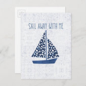 Nautisches Zitat | Mit mir wegsegeln Postkarte (Vorne/Hinten)