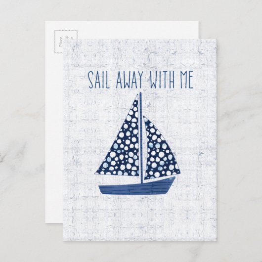 Nautisches Zitat | Mit mir wegsegeln Postkarte (Vorne/Hinten)