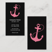 Nautischschwarzes und rosa visitenkarte (Vorne/Hinten)