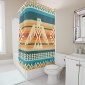 Navajo-abstraktes nahtloses Muster mit Adler Duschvorhang (Beispiel)