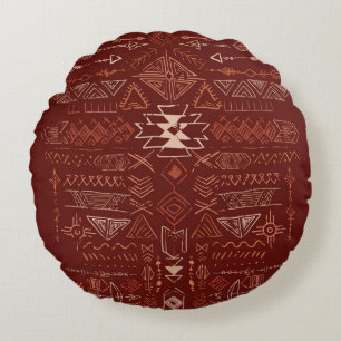 Navajo Aztec: Ethnisches Doodle-Muster. Rundes Kissen