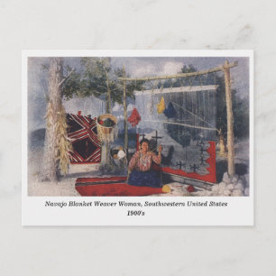 Navajo-Deckenweberin alte Postkarte