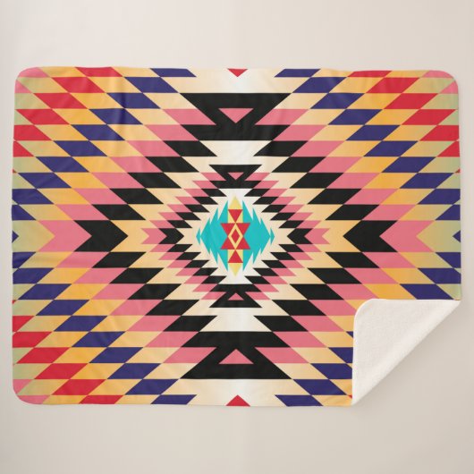 Navajo Design-7 Sherpa Blanket Sherpadecke (Vorderseite (Horizontal))