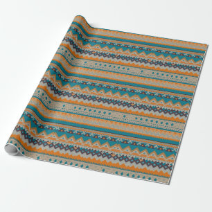Navajo Design Yellow Türkise Wrapping Paper Geschenkpapier