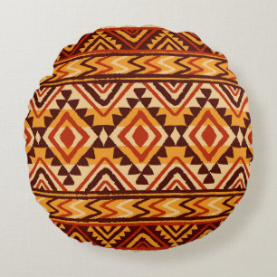 Navajo-Ethnisch-Ornament: Nahtlos Vintage Rundes Kissen