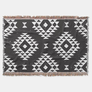 Navajo Geometric: Schwarz-weißes Stamm. Decke