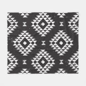 Navajo Geometric: Schwarz-weißes Stamm. Fleecedecke (Vorderseite (Horizontal))