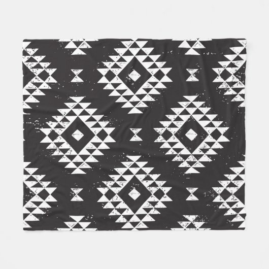 Navajo Geometric: Schwarz-weißes Stamm. Fleecedecke (Vorderseite (Horizontal))