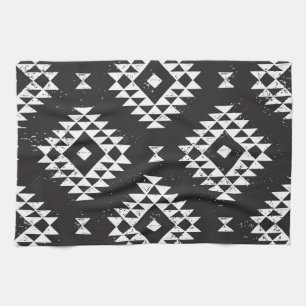 Navajo Geometric: Schwarz-weißes Stamm. Geschirrtuch