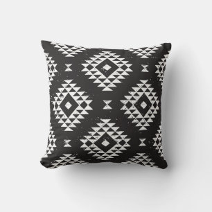 Navajo Geometric: Schwarz-weißes Stamm. Kissen