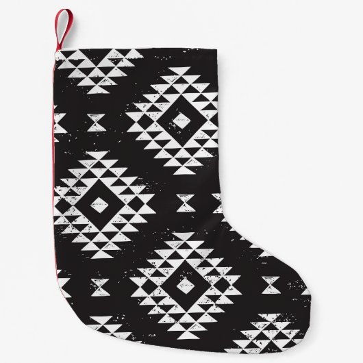 Navajo Geometric: Schwarz-weißes Stamm. Kleiner Weihnachtsstrumpf (Vorderseite)
