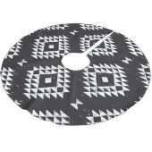 Navajo Geometric: Schwarz-weißes Stamm. Polyester Weihnachtsbaumdecke (Schrägansicht)