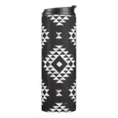 Navajo Geometric: Schwarz-weißes Stamm. Thermosbecher (Nach links gedreht)