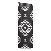 Navajo Geometric: Schwarz-weißes Stamm. Thermosbecher (Nach rechts gedreht)