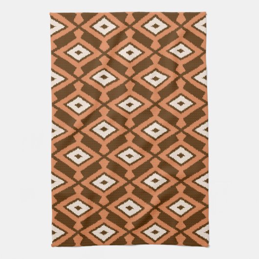 Navajo Ikat Muster, Braun, Rost und Creme Geschirrtuch (Vertikal)