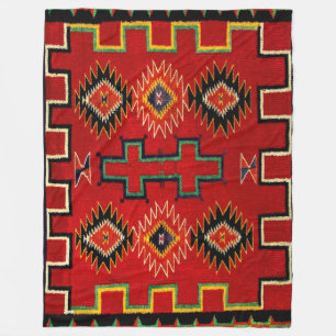 NAVAJO INDIAN 1890 STUNDE SADDLE BLANKET FLEECEDECKE