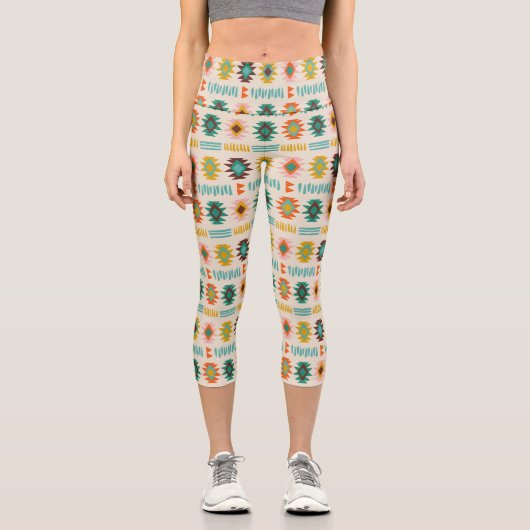 Navajo Native American Pattern Capri Leggings (Vorderseite)