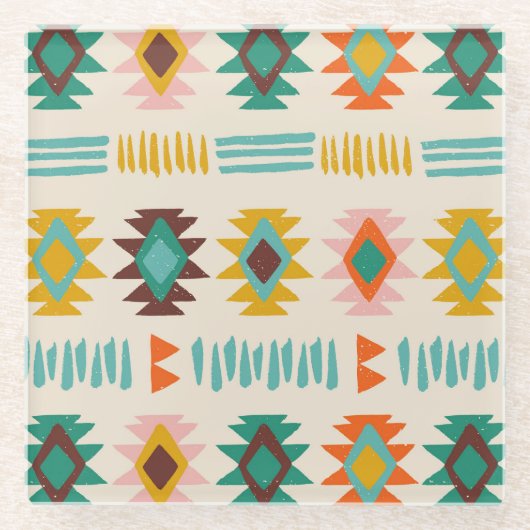 Navajo Native American Pattern Glasuntersetzer (Vorderseite)