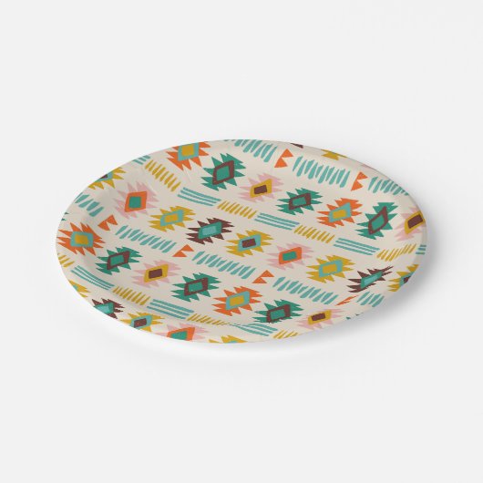 Navajo Native American Pattern Pappteller (Schrägansicht)