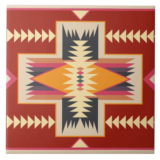 Navajo Pattern -3 Keramik Tile Fliese (Vorderseite)
