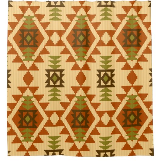 Navajo Stil ethnische Stämme geometrische nahtlose Duschvorhang (Vorderseite)
