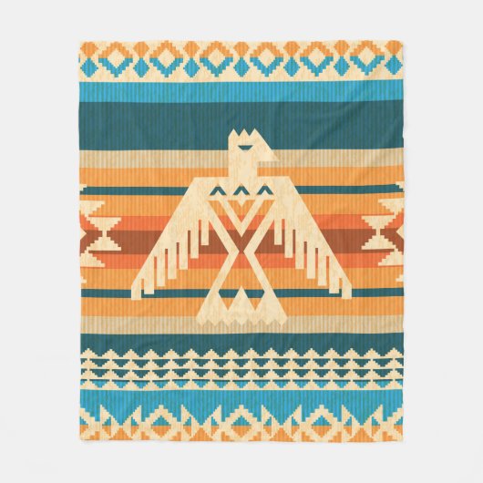 Navajo style abstract seamless pattern with eagle fleecedecke (Vorderseite)