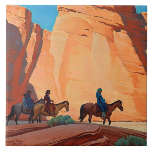 "Navajos in a Canyon" von Maynard Dixon Fliese (Vorderseite)