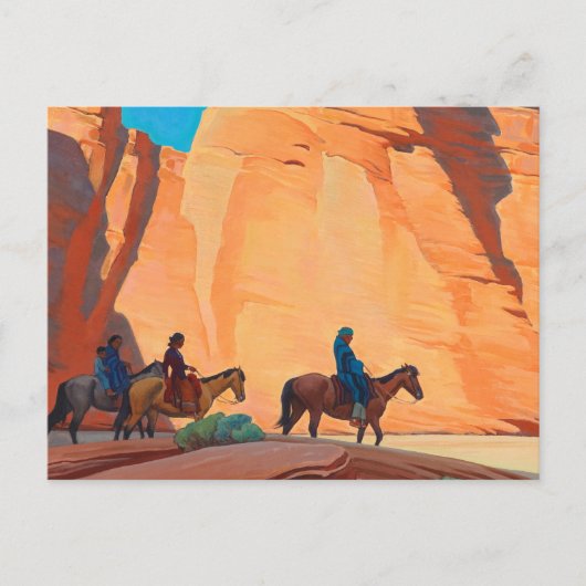 Navajos in einem Canyon, 1945 von Maynard Dixon Postkarte (Vorderseite)
