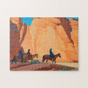 Navajos in einem Canyon, 1945 von Maynard Dixon Puzzle