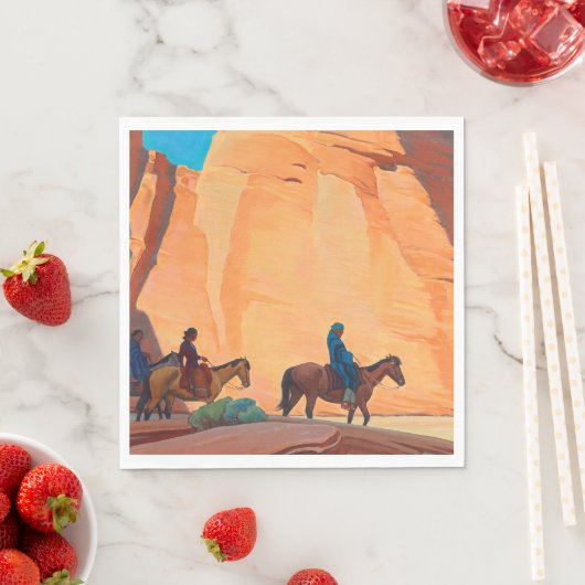 Navajos in einem Canyon, 1945 von Maynard Dixon Serviette (Beispiel)