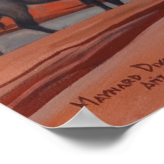 Navajos in einem Canyon von Maynard Dixon Poster (Ecke)