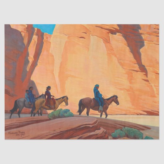 Navajos in einem Canyon von Maynard Dixon Seidenpapier (Vorderseite)