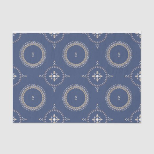 Naval Blue Eleganmental Ornamental Floral Seidenpapier (Vorderseite)
