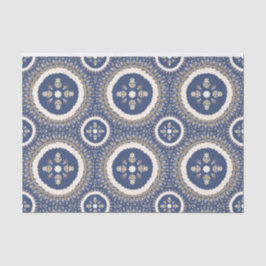 Naval Blue Eleganmental Ornamental Floral Seidenpapier