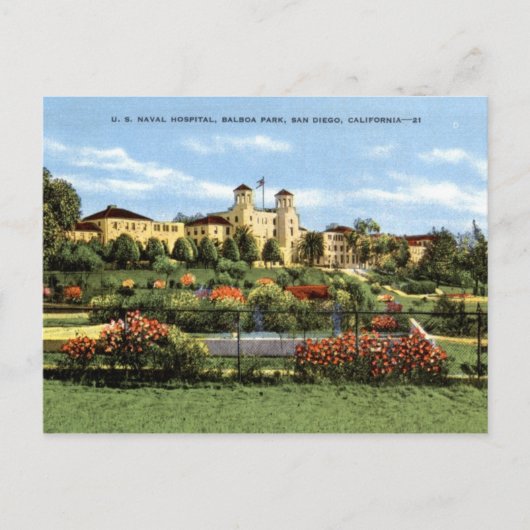 Naval Hospital, Balboa Park, San Diego Vintag Postkarte (Vorderseite)