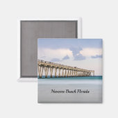 Navarra Beach Fishing Pier Square Magnet (Vorderseite/Rückseite)