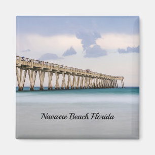 Navarra Beach Fishing Pier Square Magnet