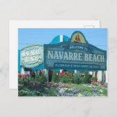 Navarra Beach, Florida, Begrüßungszeichen Postkarte (Vorne/Hinten)