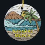 Navarra Beach Florida Vintag Keramik Ornament<br><div class="desc">Navarre Beach handgezeichnete Abbildung mit Bergen und Meereswellen im Hintergrund. Ideal für alle,  die Lieben,  Navarra Beach zu besuchen.</div>