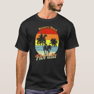 Navarre Beach Florida Retro Tropische Palmen Va T-Shirt