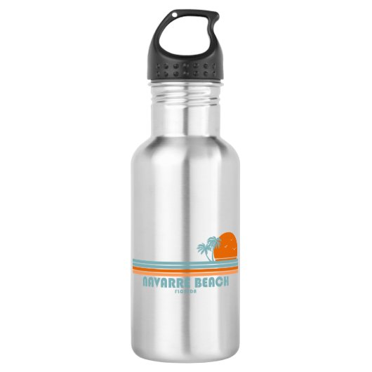 Navarre Beach Florida Sun Palm Trees Edelstahlflasche (Vorderseite)