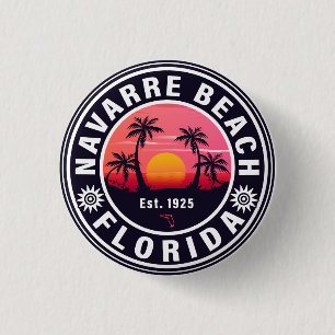 Navarre Florida Beach Retro Sunset Palm Trees 60er Button