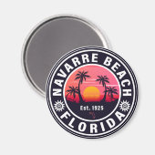Navarre Florida Beach Retro Sunset Palm Trees 60er Magnet (Vorderseite/Rückseite)