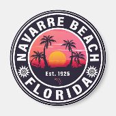 Navarre Florida Beach Retro Sunset Palm Trees 60er Magnet (Vorne)