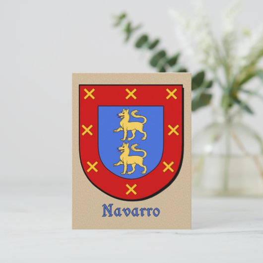 Navarro Ancestral Heraldischer Schild Postkarte (Stehend Vorderseite)