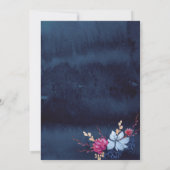 Nave Blue Chalkboard Floral Wedding Einladung (Rückseite)