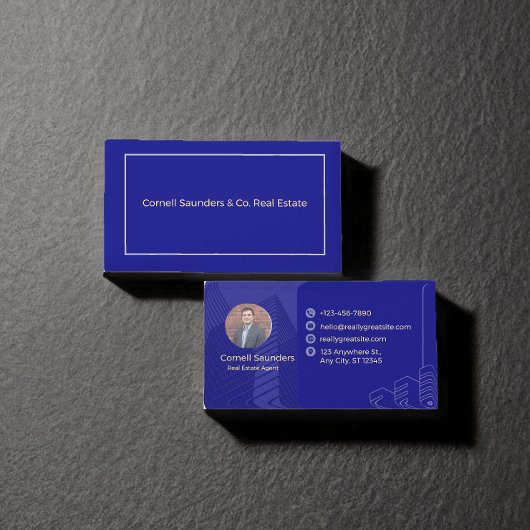Nave Blue Minimalistisch Real Anwesen Agent Visitenkarte