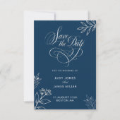 NAVI BLAU MINIMAL RUSTIKAL KLASSISCH EINFACH SAVE THE DATE (Vorderseite)