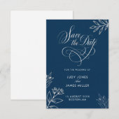 NAVI BLAU MINIMAL RUSTIKAL KLASSISCH EINFACH SAVE THE DATE (Vorne/Hinten)